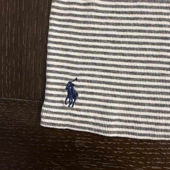 Y2K Ralph Lauren Ribbed Racerback Tank Top Gray & White Large - Picture 2 of 6